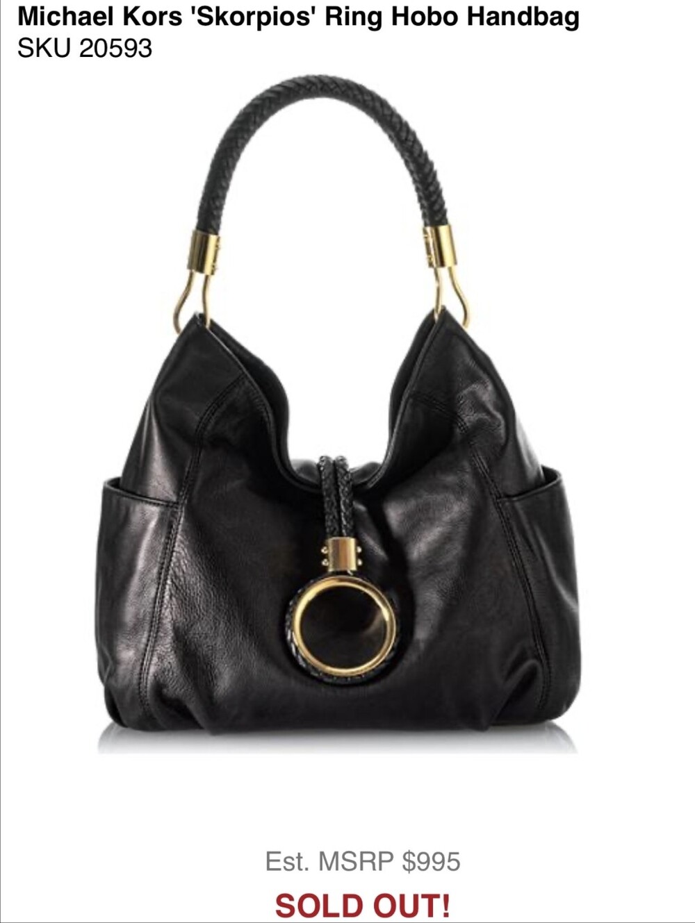 Michael Kors RARE Skorpios Ring Hobo Shoulder Bag